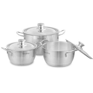  BỘ NỒI INOX 3 ĐÁY SATO ST-BI322 - 3 nồi 3 kích thước
